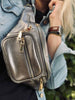 Bumbag MAY – Silverläder med Gulddragkedja