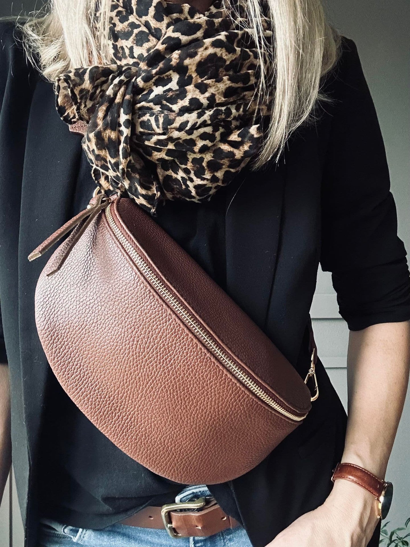 Bumbag med luxrem - Dark brown - VIAMAJA.DK