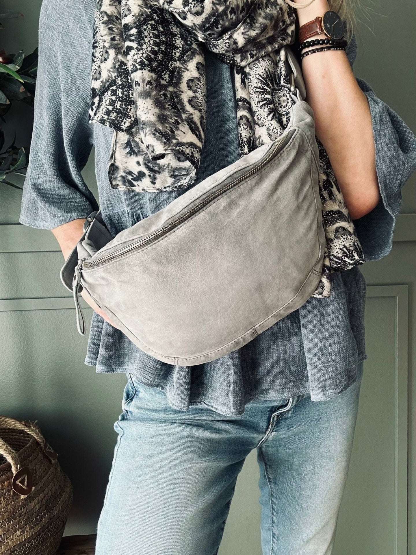 Bumbag silver grey leather - VIAMAJA.DK
