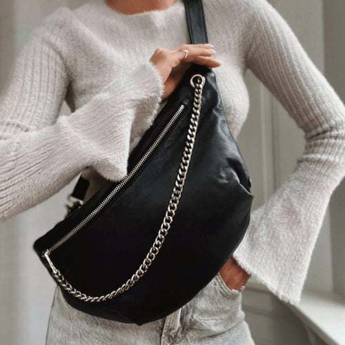 Bumbag Trendy black leather - VIAMAJA.DK