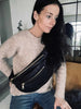 Bumbag XL MIRA - Mjukt läder med guldiga dragkedjor