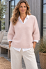 Stickad Alpaca v-neck Rosa - Depeche