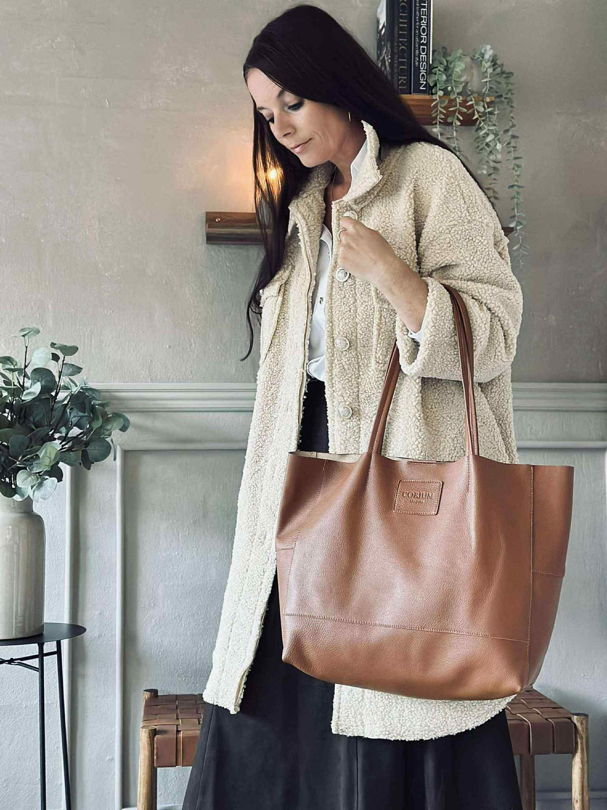 Shopper Daily i mjukt läder - Cognac