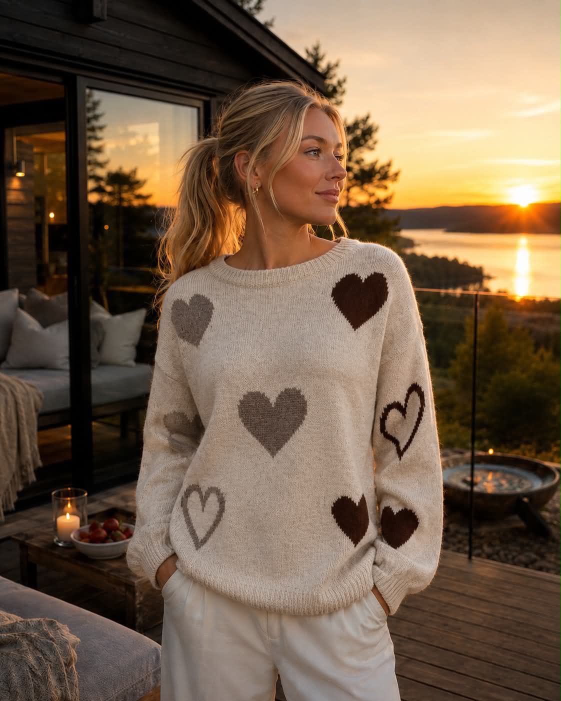 Stickad tröja - Beige
