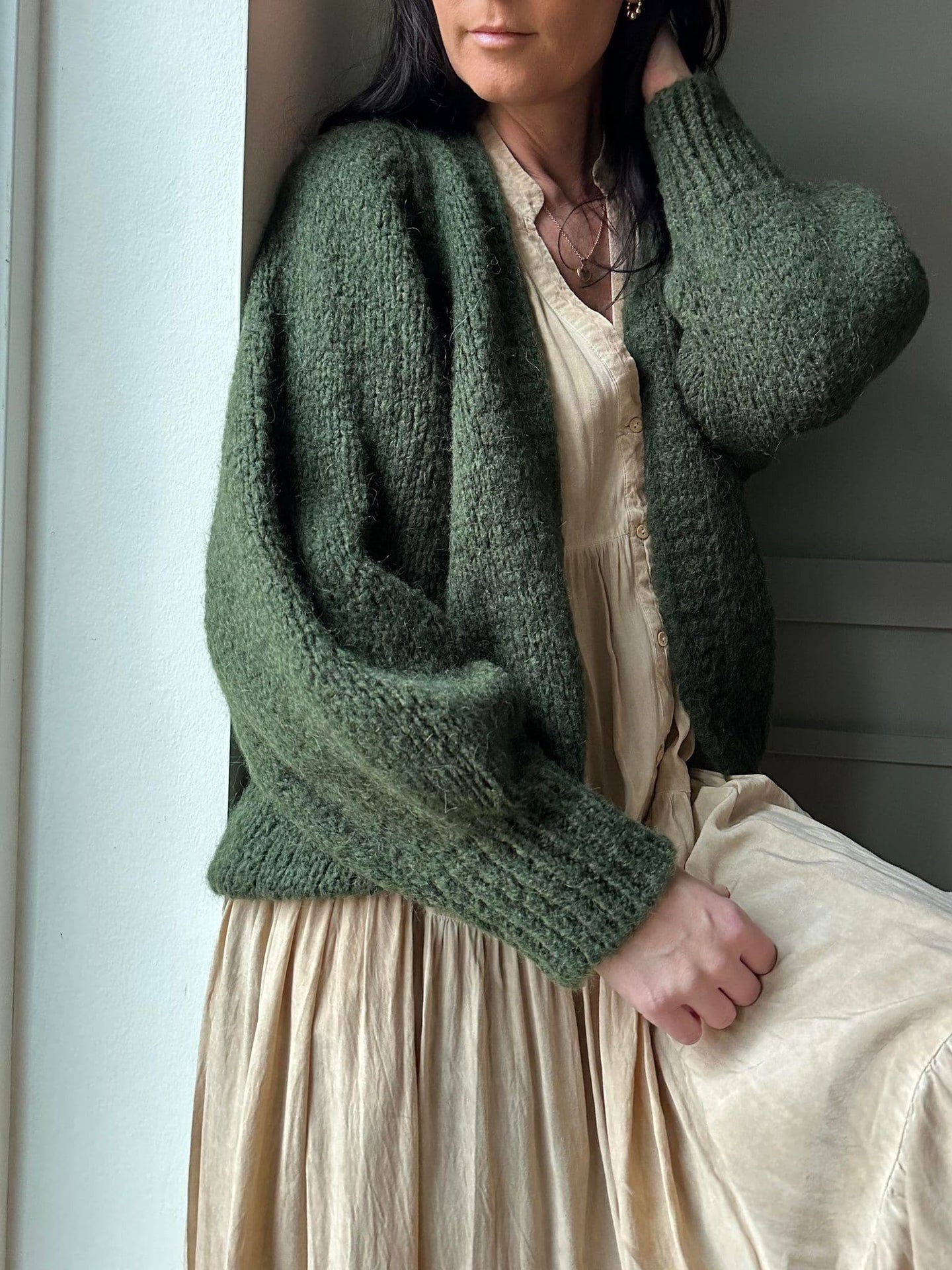 Cardigan Green Mohair mix - VIAMAJA.DK