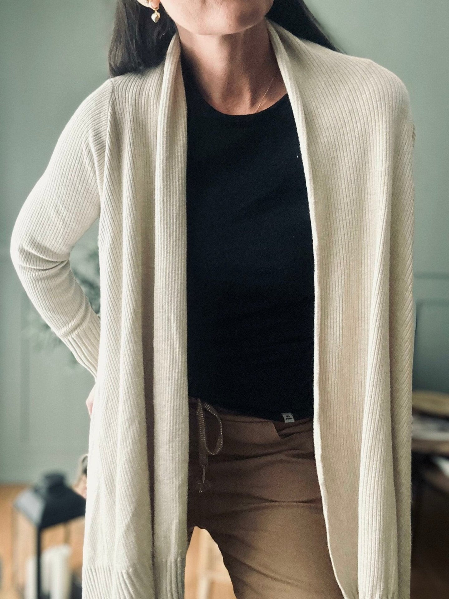 Cardigan Long style – Beige - VIAMAJA.DK