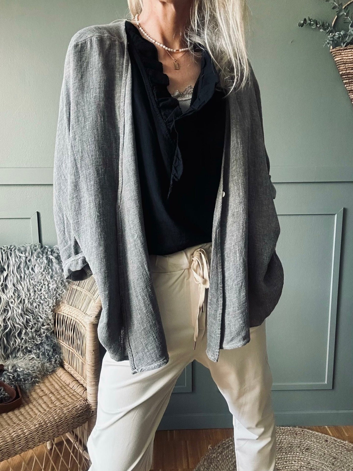 Cardigan Stone hørmix - VIAMAJA.DK
