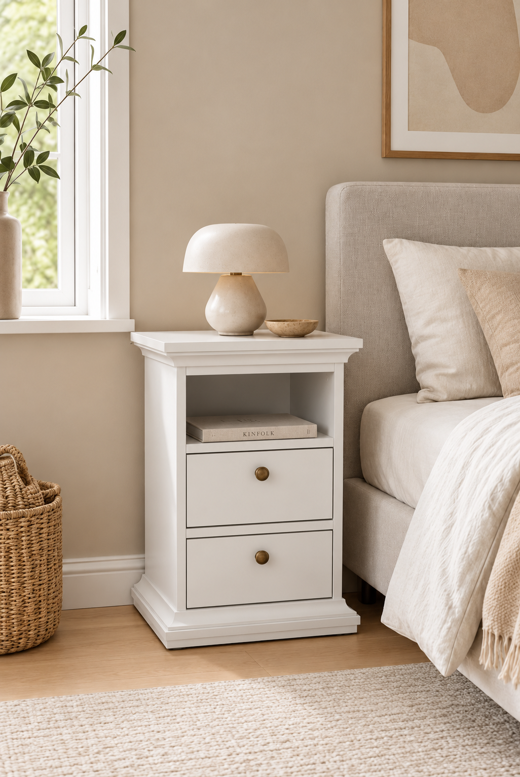 Sängbord Paris White – 2 lådor