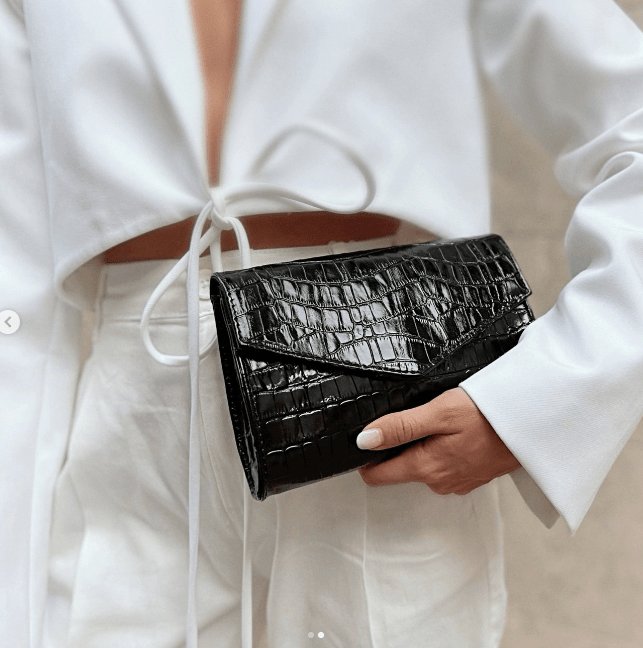 Clutch Croco Black leather - VIAMAJA.DK