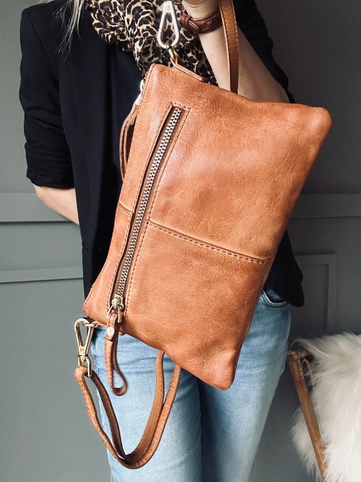 Clutch Hallie - Cognac - VIAMAJA.DK