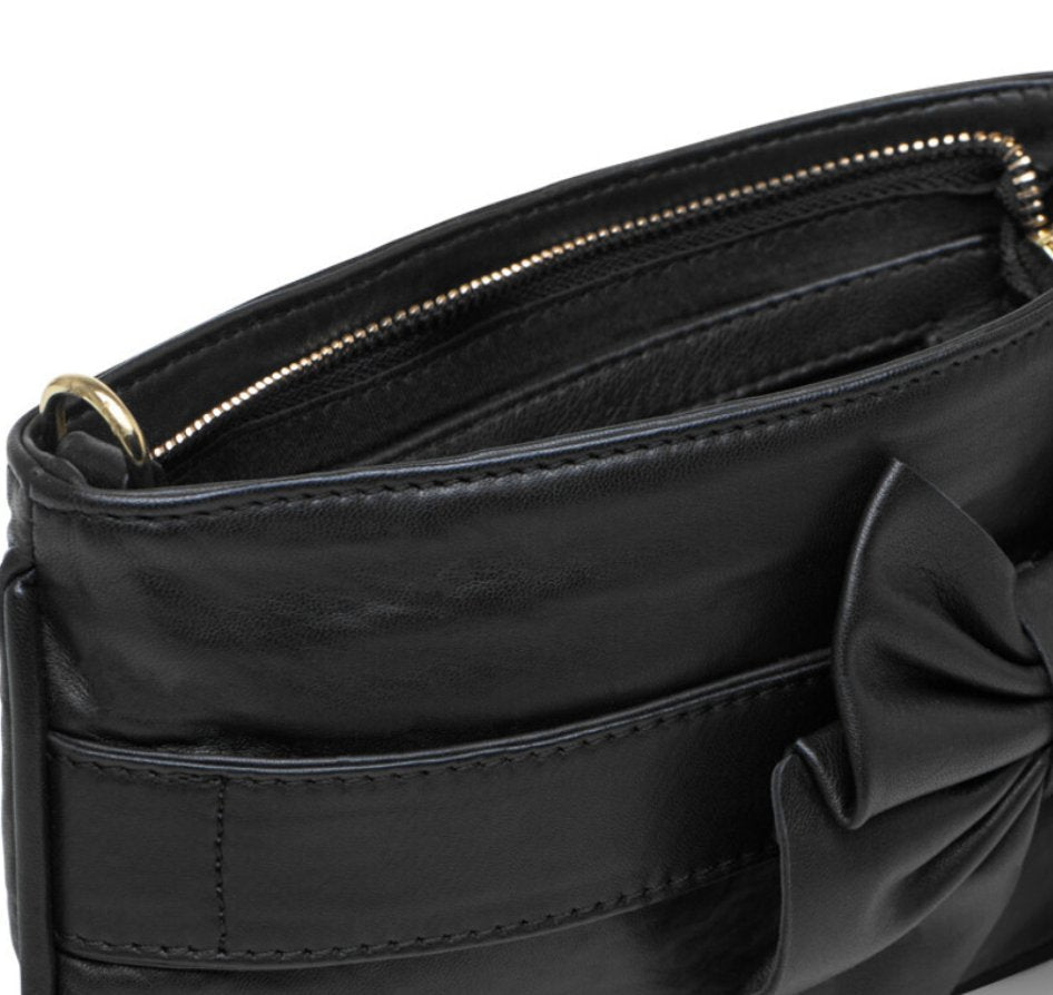 Clutch med sløjfe – Black leather - VIAMAJA.DK