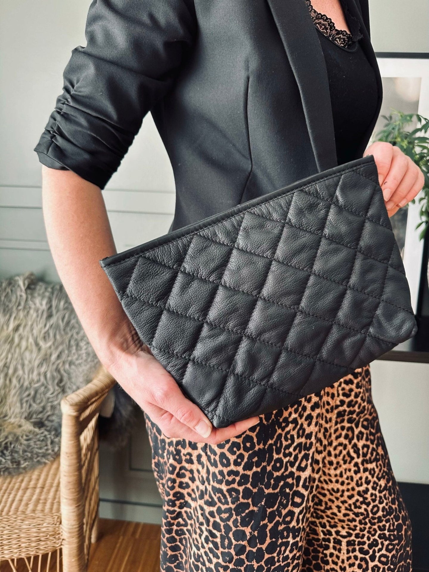 Clutch SOFT LEATHER – Black - VIAMAJA.DK