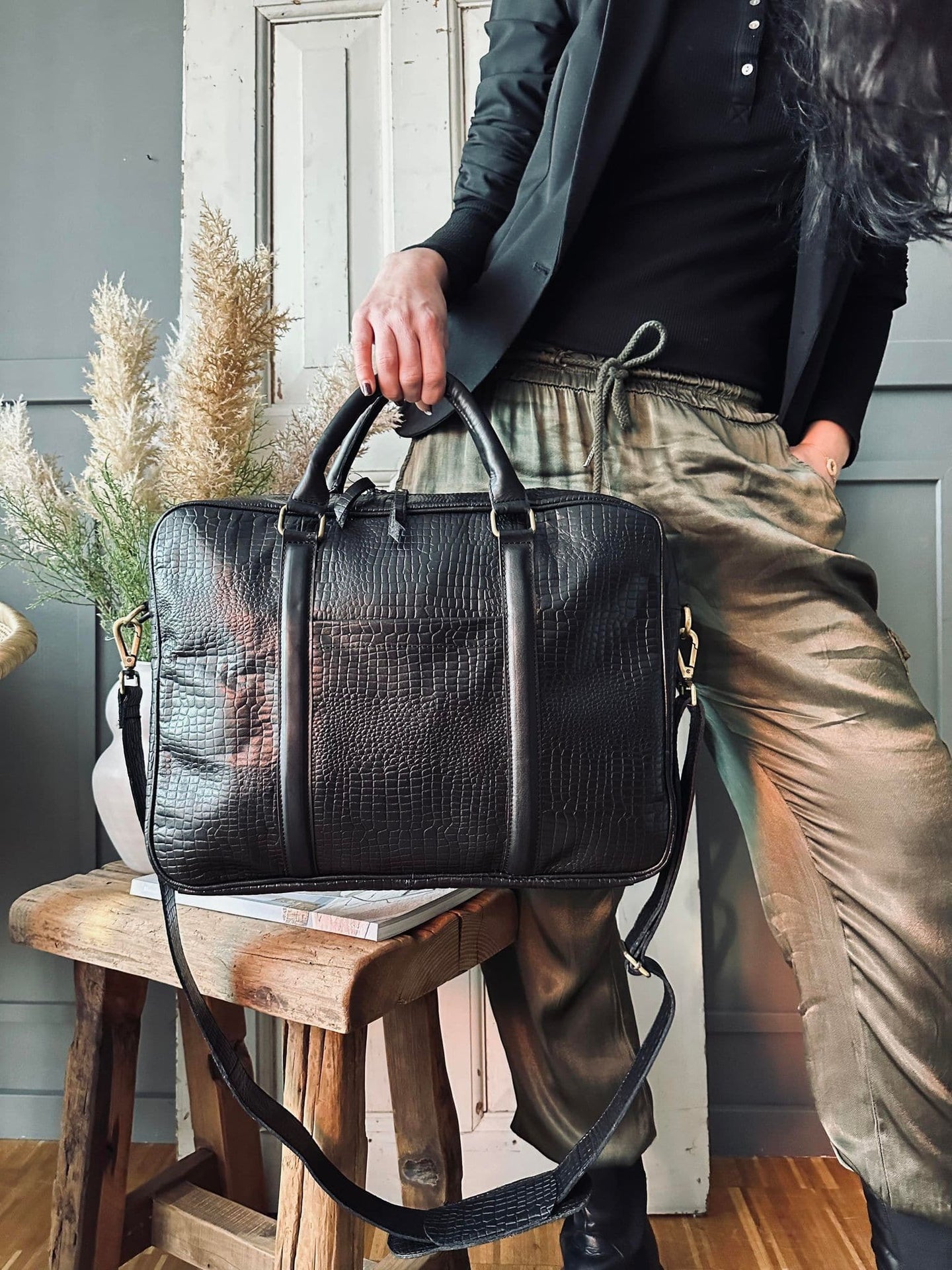 Computertake Croco Black leather - VIAMAJA.DK