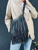 Crossbody COW BLACK - med fransar