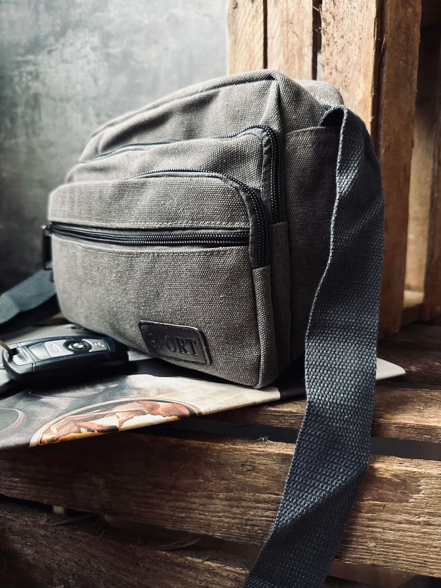 Crossbody Kanvas grå unisex - VIAMAJA.DK