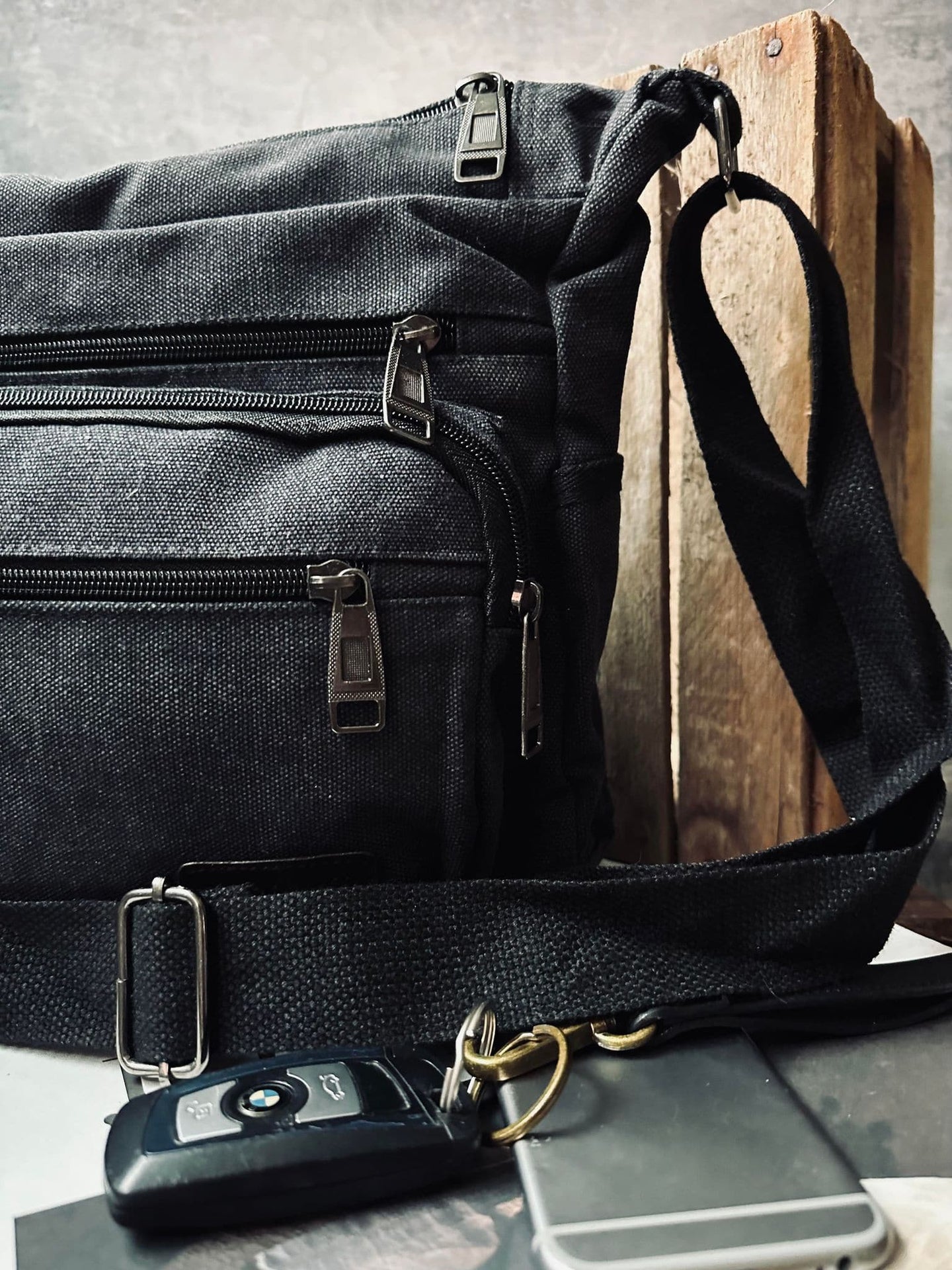 Crossbody Kanvas Sort unisex - VIAMAJA.DK