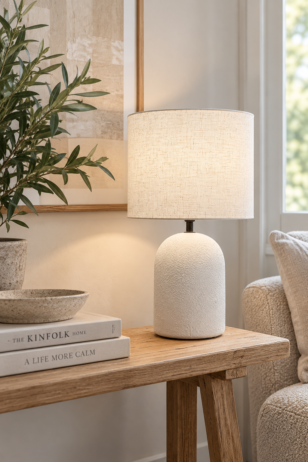 Bordslampa STONEWARE - Ljus natur