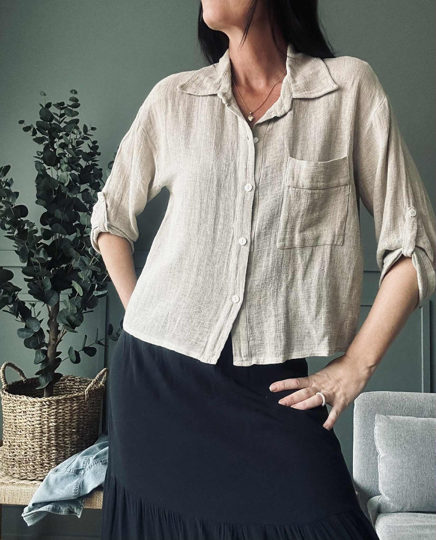 Skjorta Milla - Linnemix beige