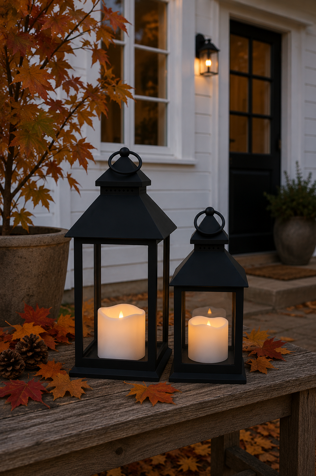 LED-lyktor med blockljus och timer - Set om 2 st