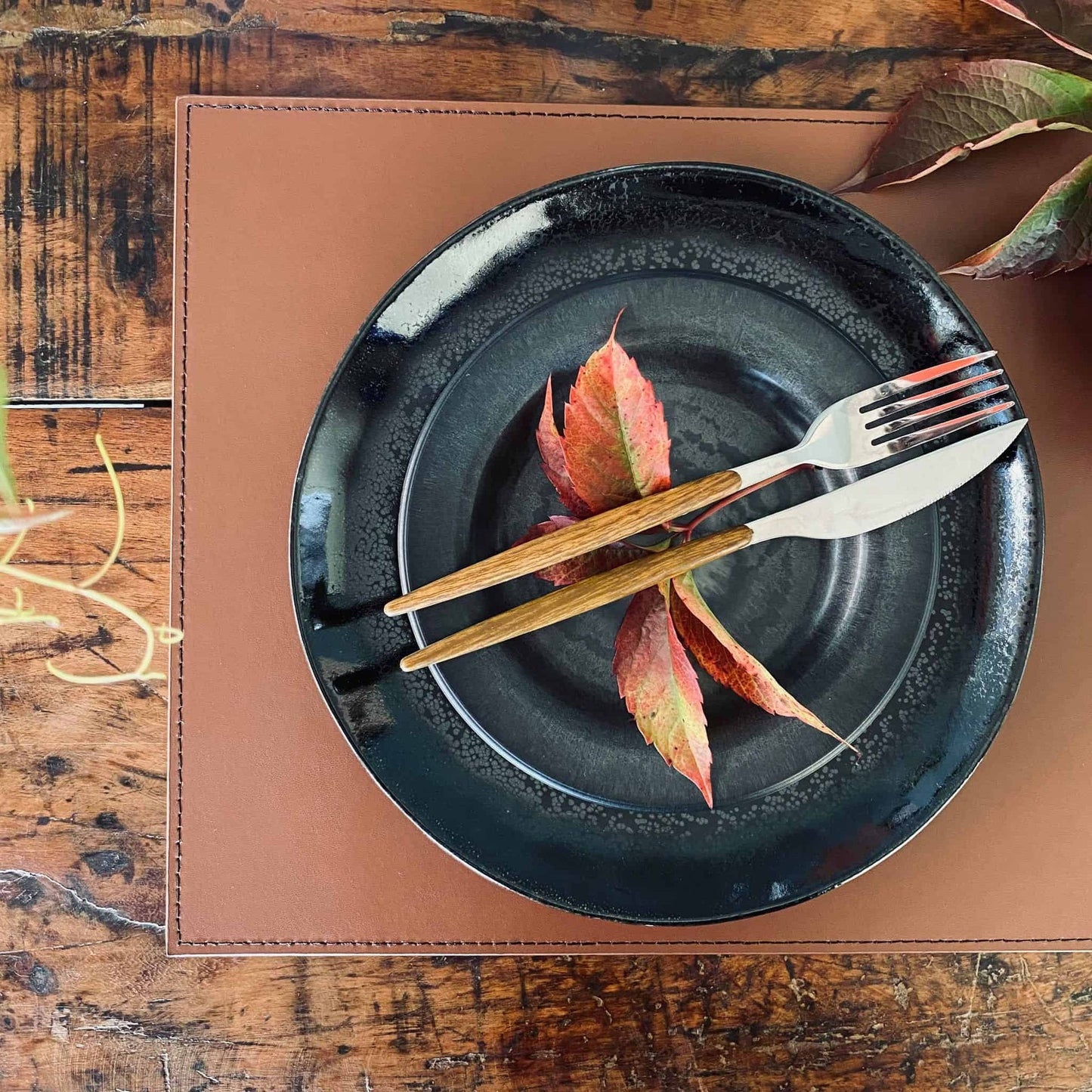 Dækkeserviet i Brun læder - VIAMAJA.DK