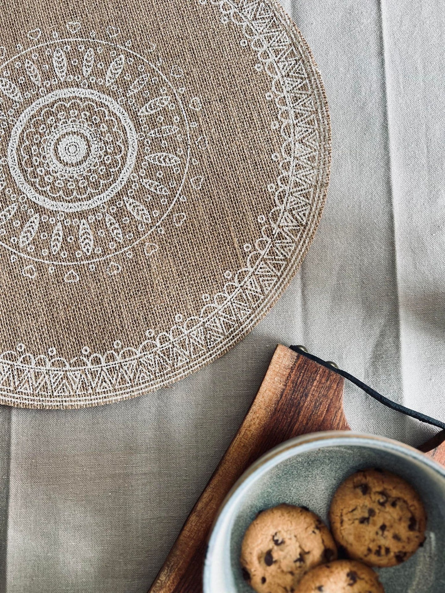 Dækkeserviet i Jute - White boheme Mix - VIAMAJA.DK