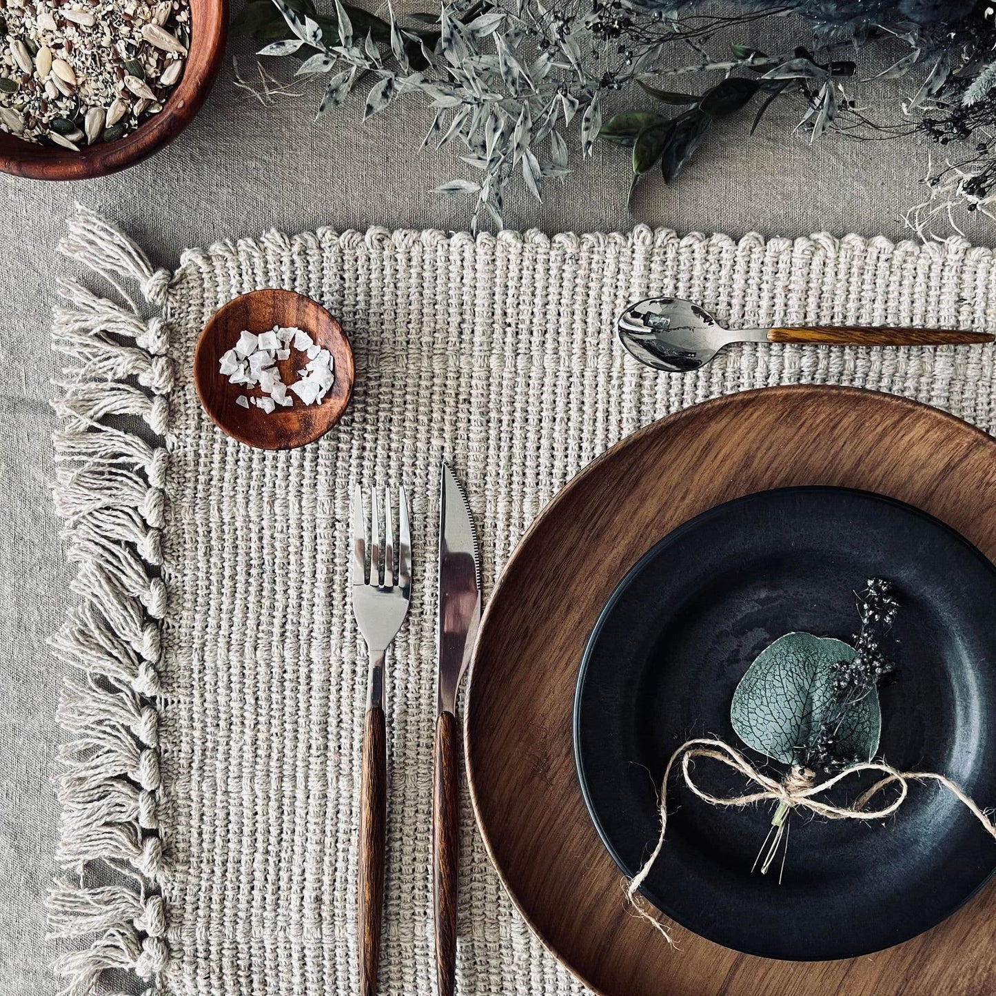 Dækkeserviet Natur - Recycling Cotton - VIAMAJA.DK