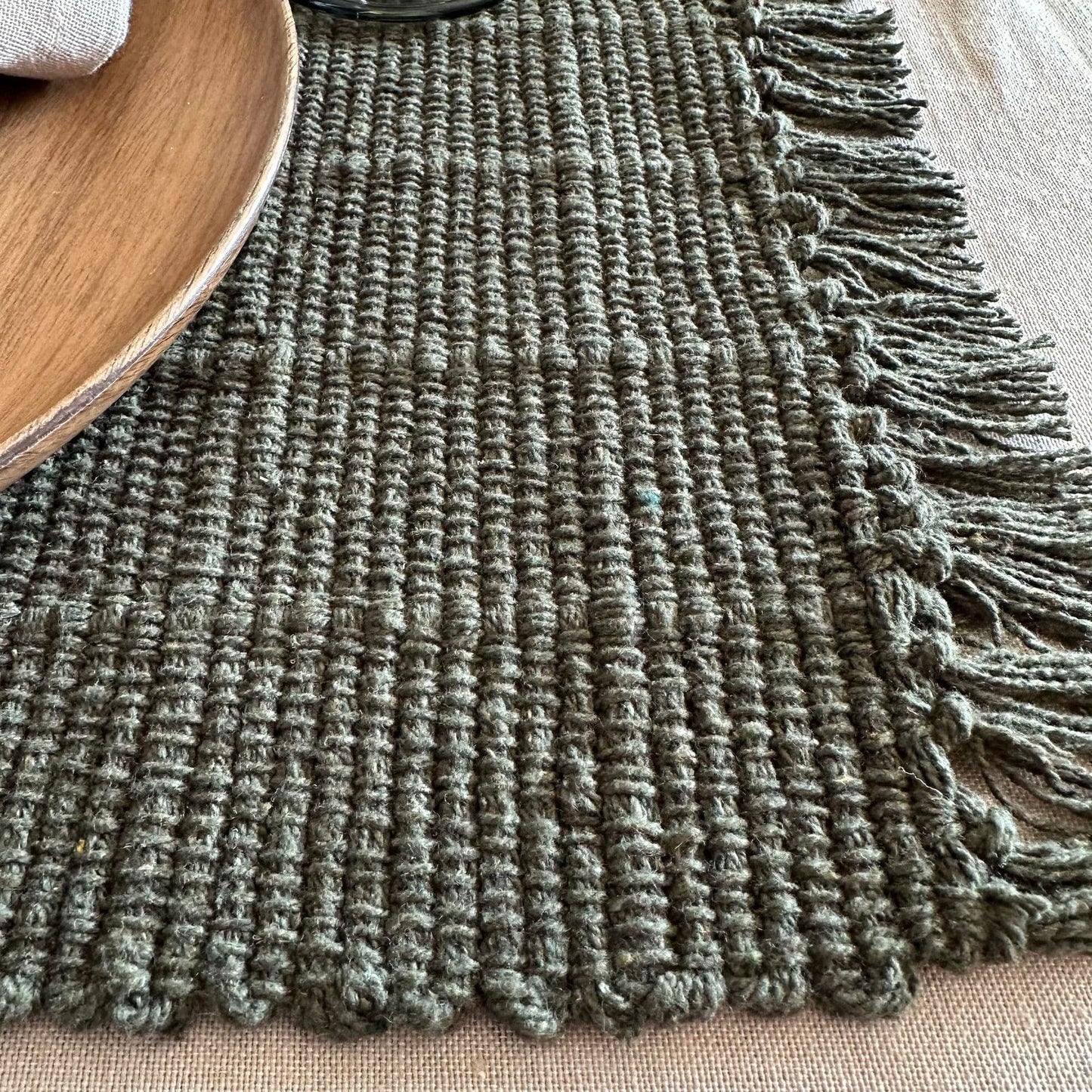 Dækkeserviet Oliven - Recycling Cotton - VIAMAJA.DK