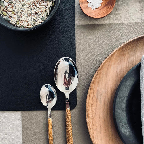 Dækkeserviet - Vendbar Taupe / Sort - VIAMAJA.DK