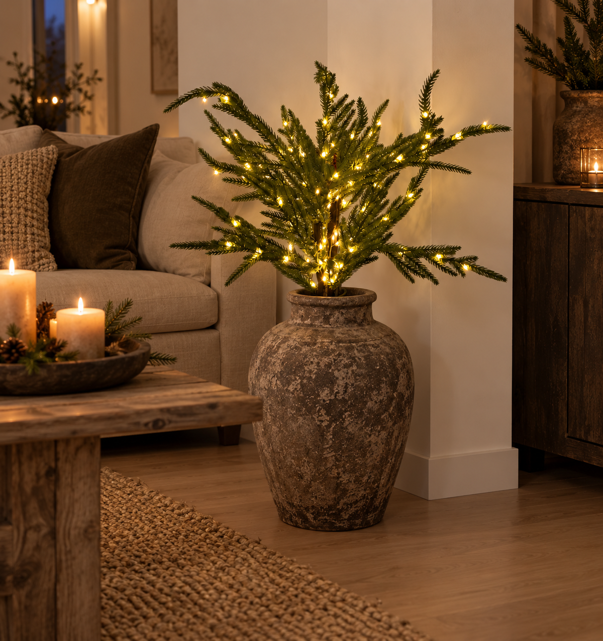 Konstgjorda grangrenar med LED – 4 st.