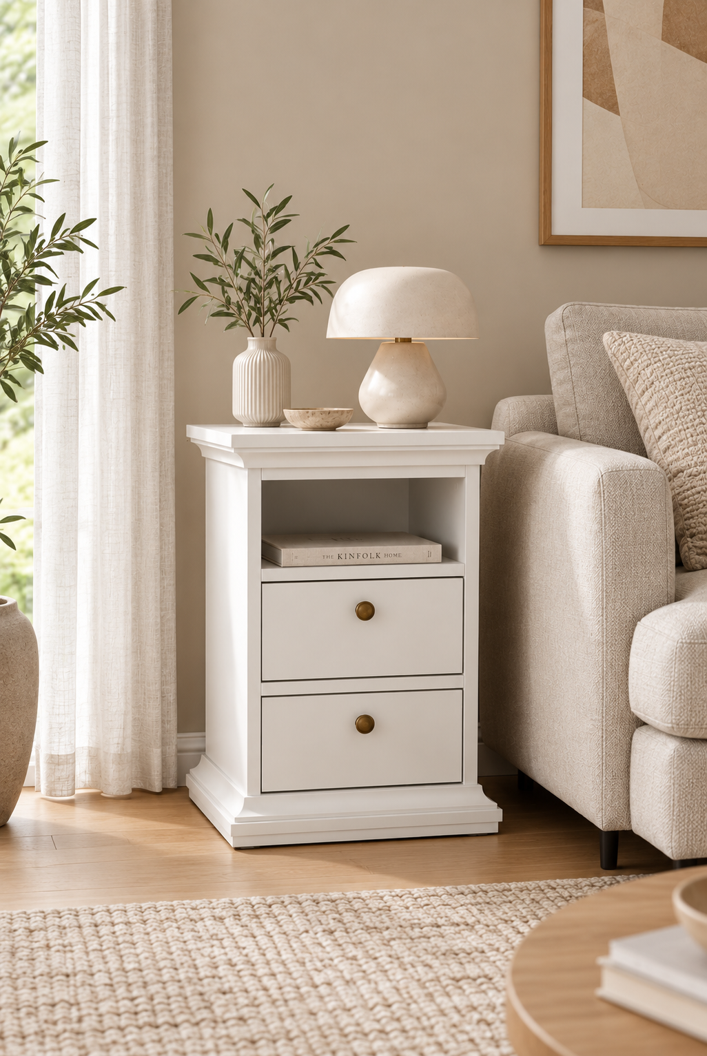 Sängbord Paris White – 2 lådor