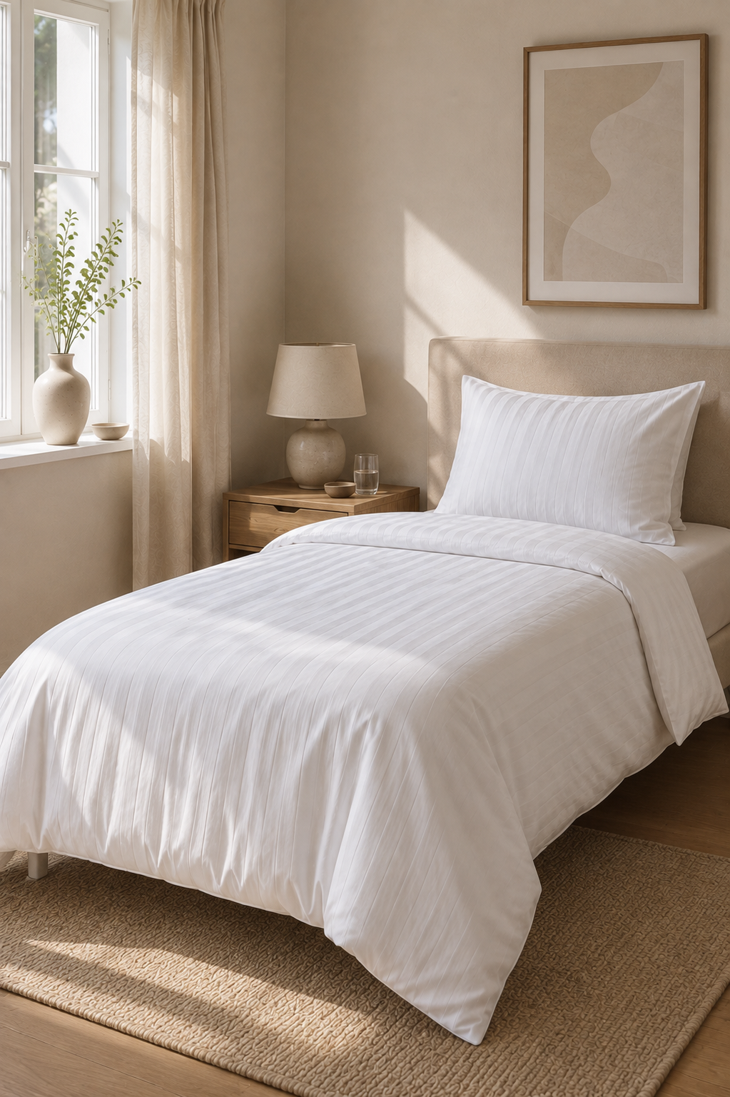 Bambu satin påslakanset, Satinvit 140x200