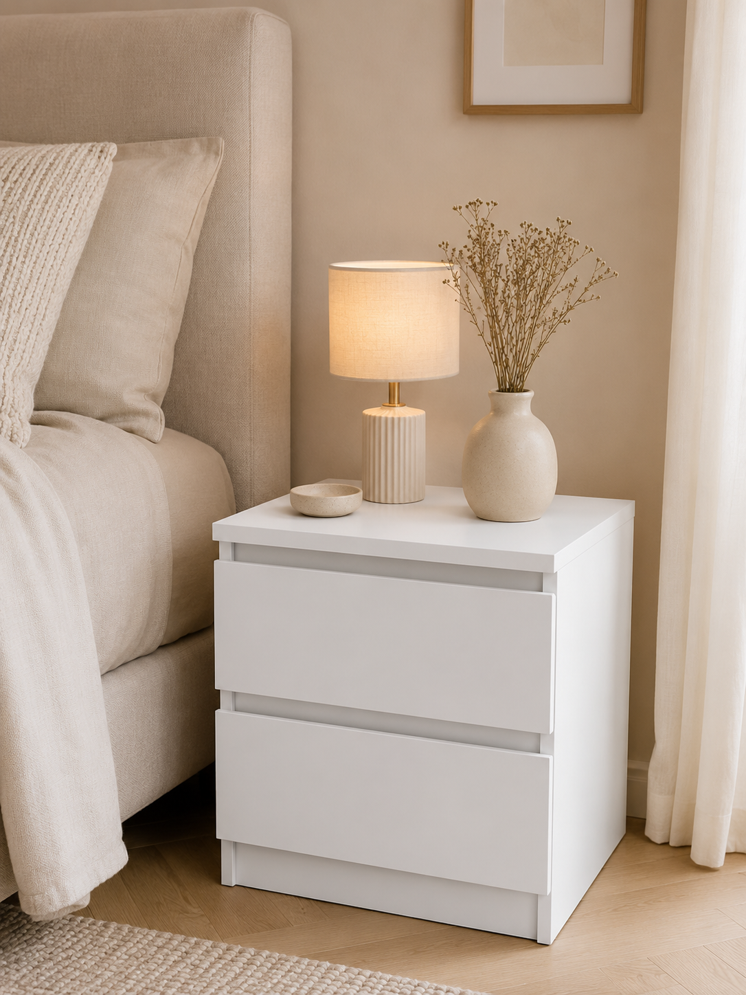 Sängbord - White 2 lådor