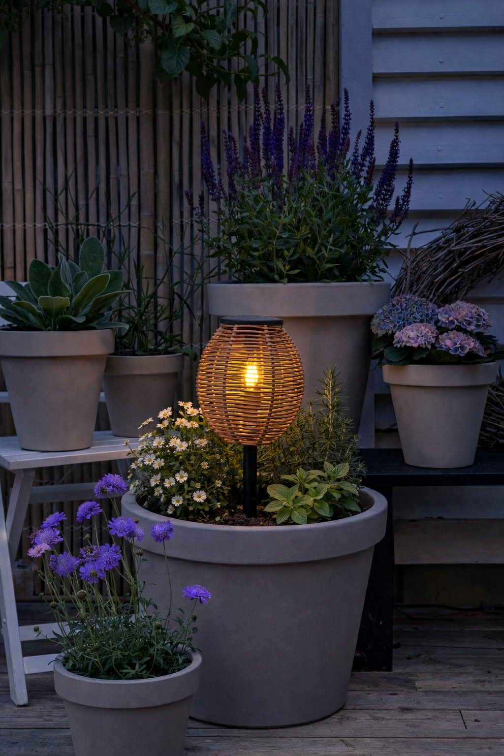 Lykta Solar på spett - Rattan