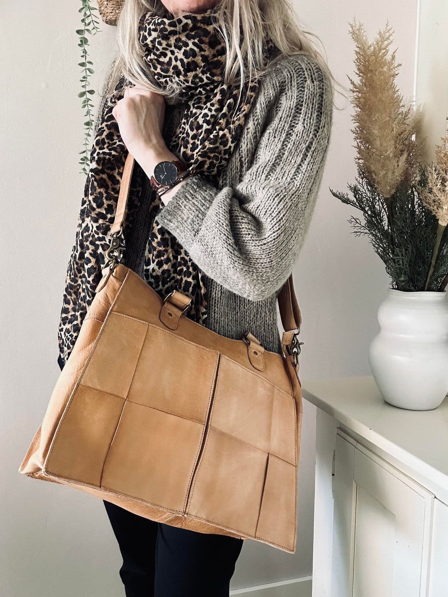 Elegant arbejdstaske / shopper – Sand - VIAMAJA.DK