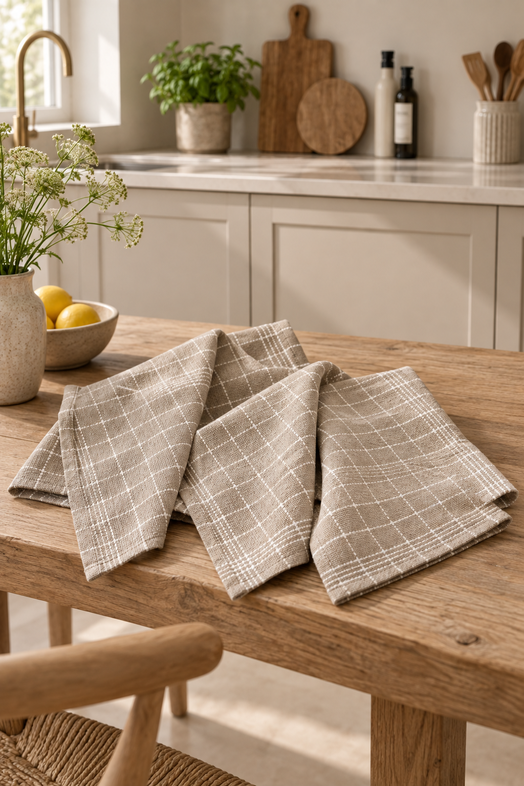 Köksdukar beige - förpackning med 3 st