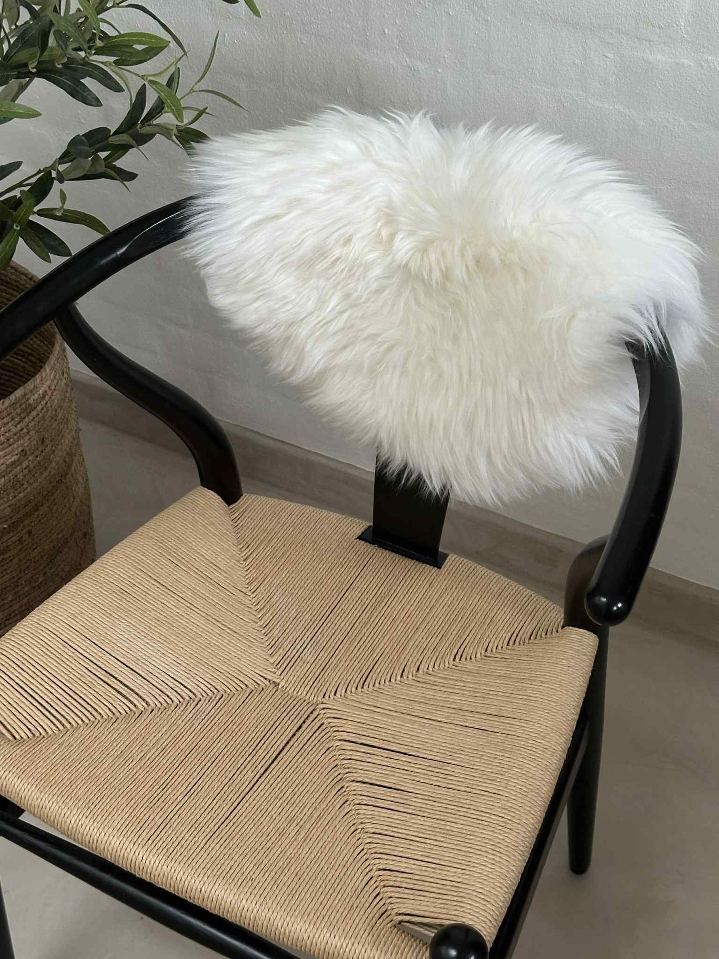 Sittdyna Ø 34 cm - Vitt lammskinn