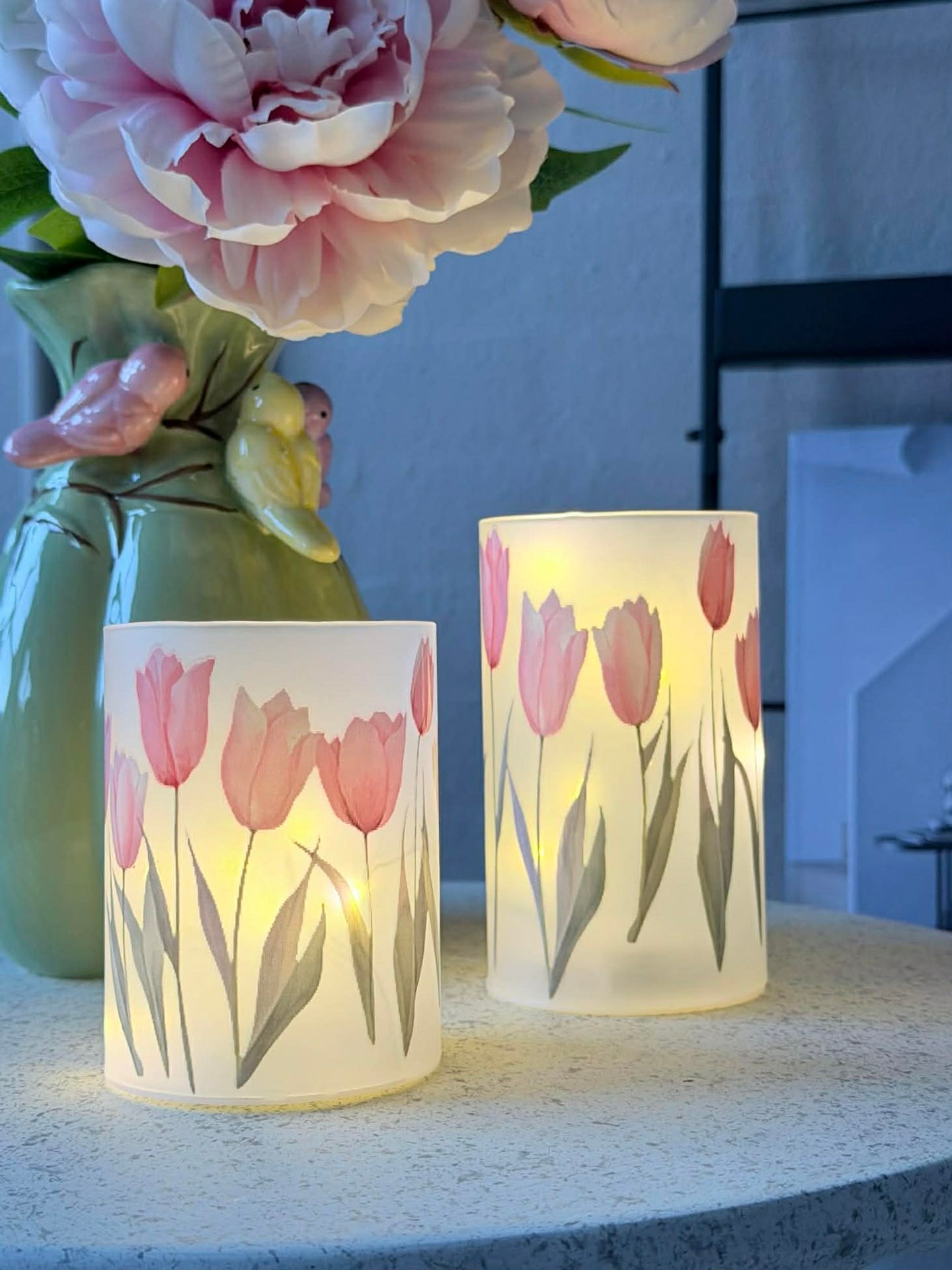 Tulpanljusstakar med LED-ljus - 2 st.