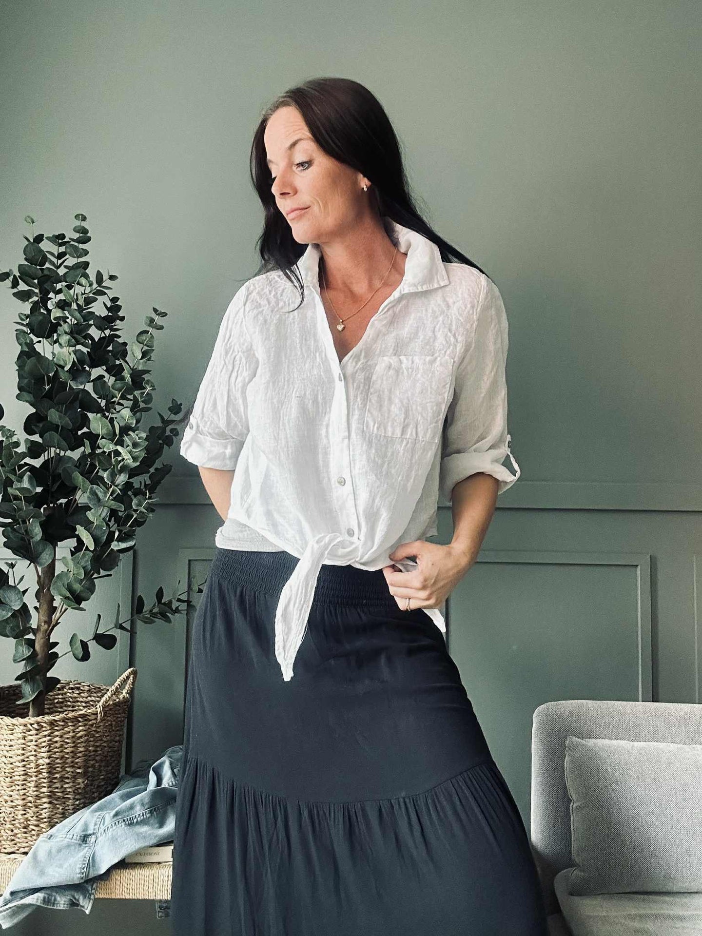 Skjorta vit - 100% linne