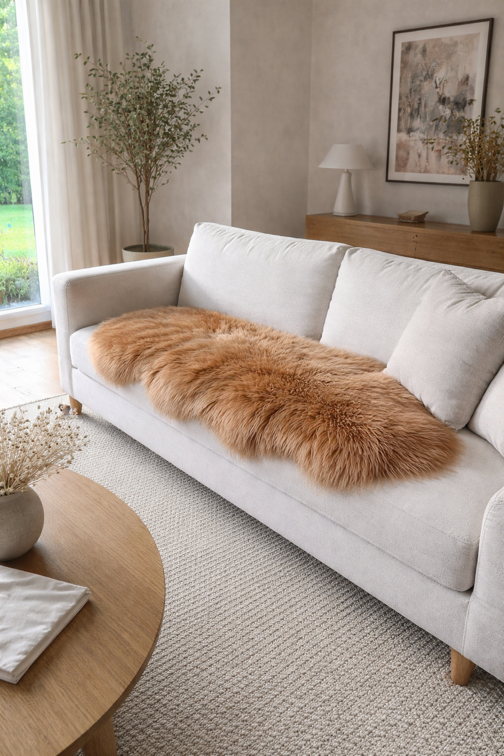 Lammskinn 160 cm - XL Brun patchwork