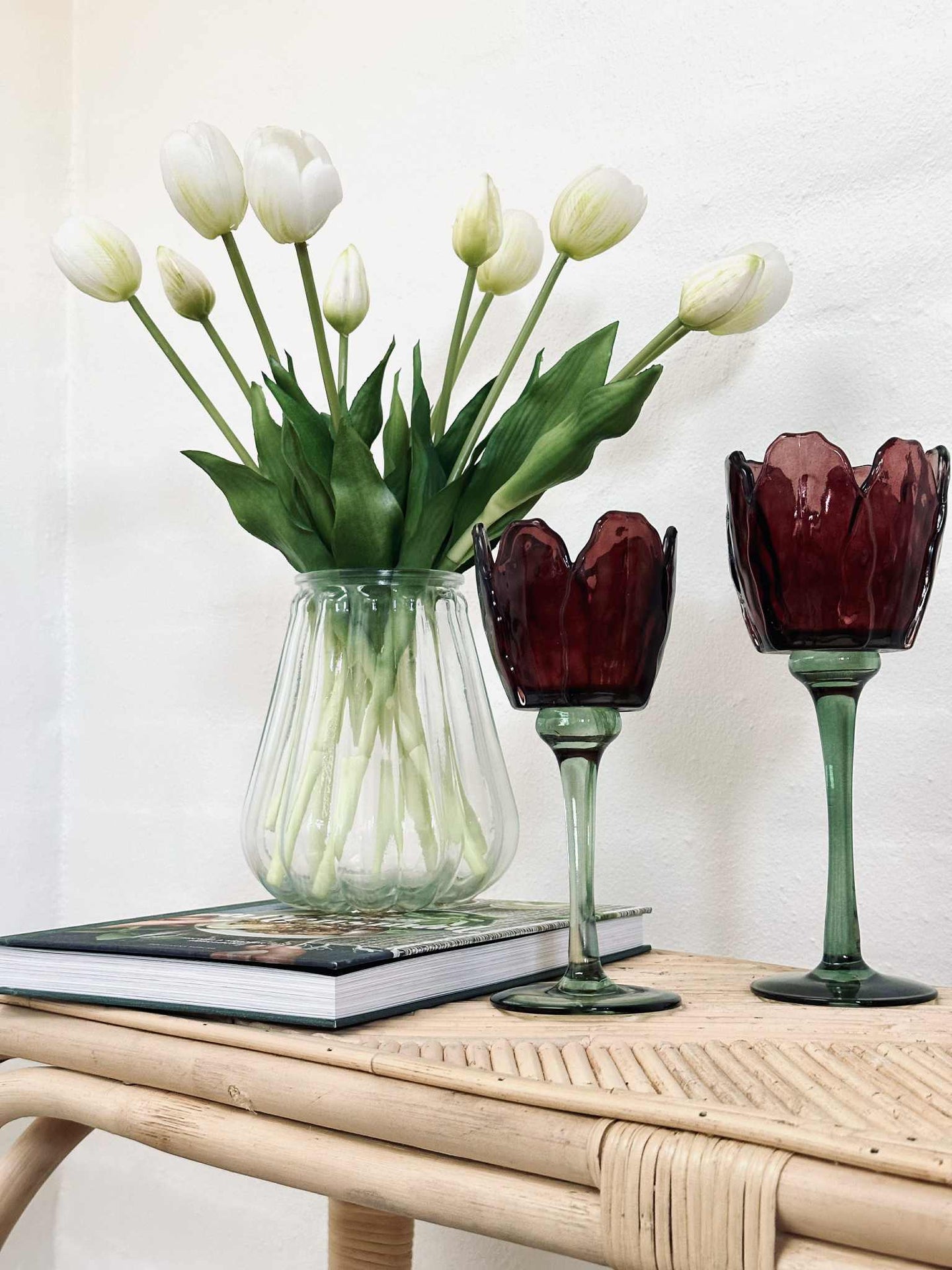 Ljusstake flower - Vinröd / grön