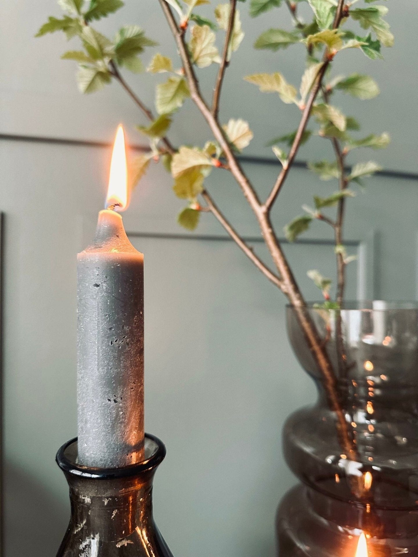 Flaskelys 15 cm - 2 stk Rustik Grå - VIAMAJA.DK