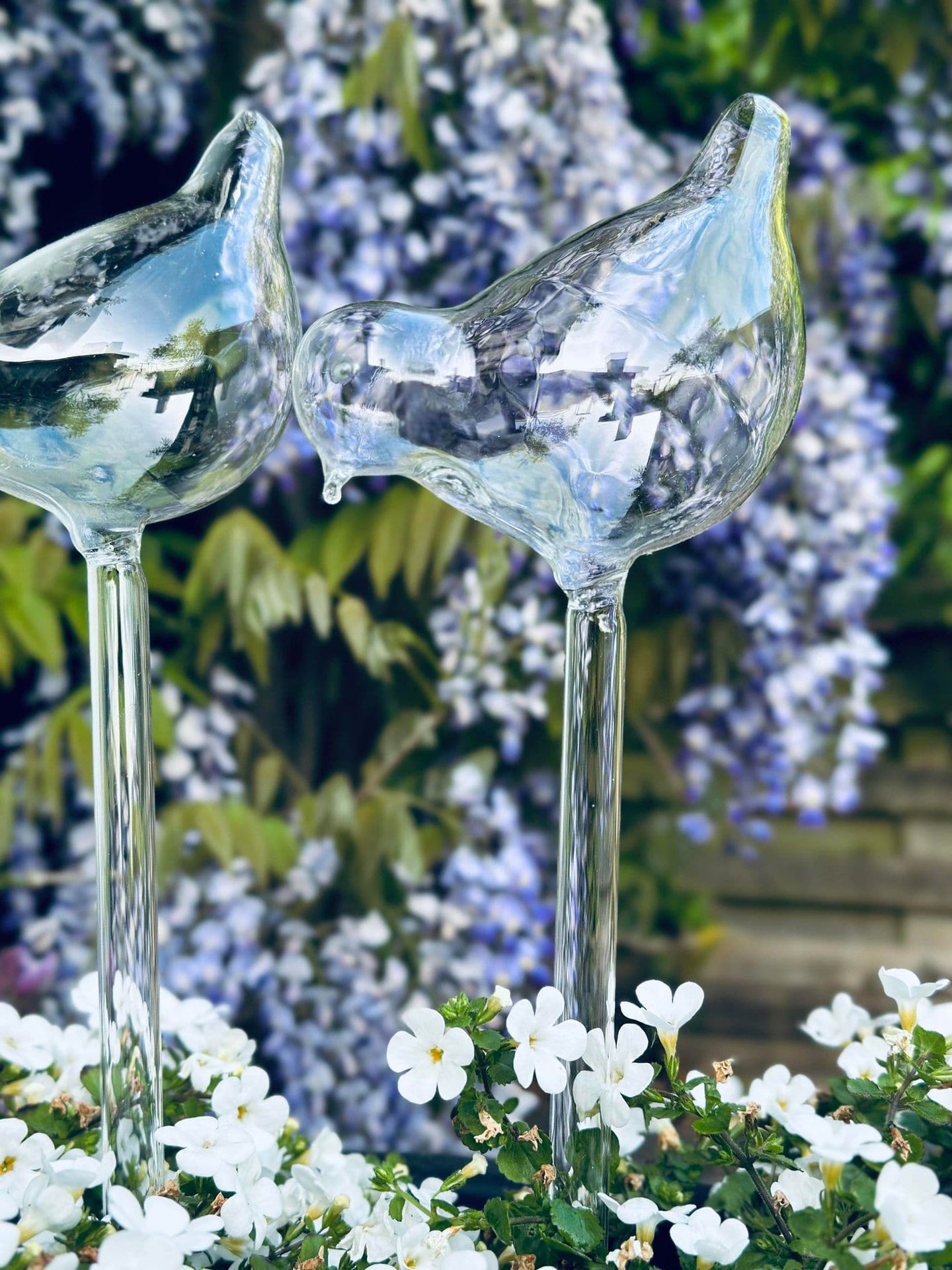Fugle i glas - Sæt af 2 stk til vanding af blomster - VIAMAJA.DK
