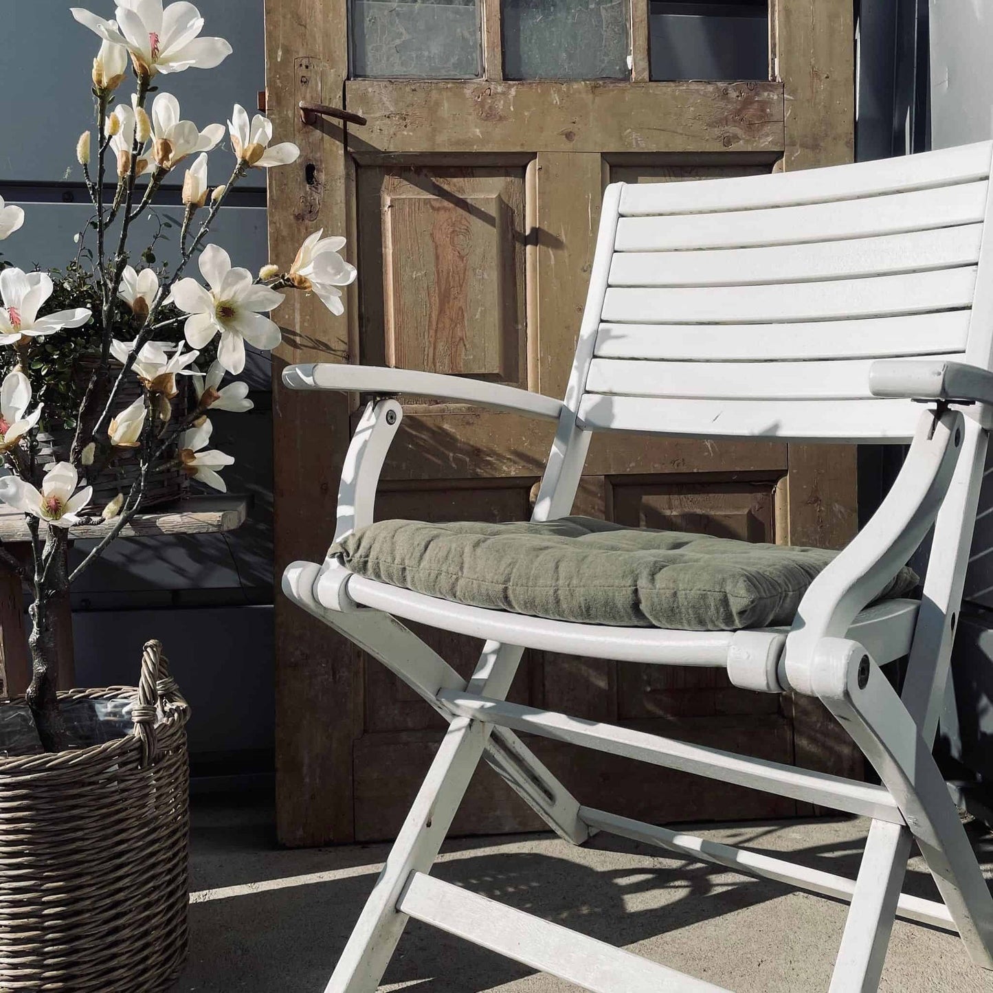 Futon hynde i hør - Salvie grøn - VIAMAJA.DK