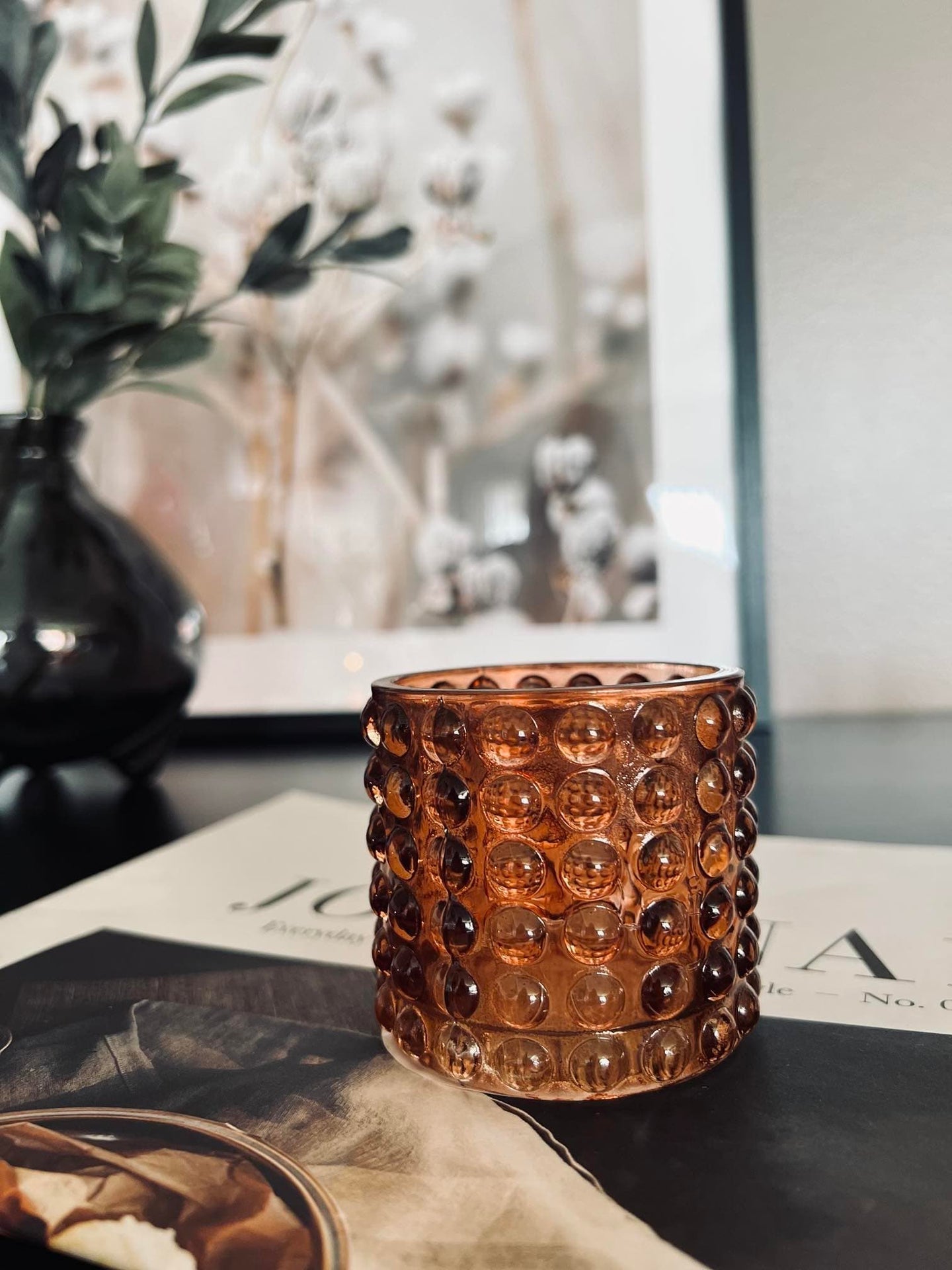 Fyrfadsstage med dots - Blomme - VIAMAJA.DK
