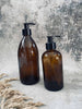Återvunnen glasflaska med pump – 500 ml – Brunt glas