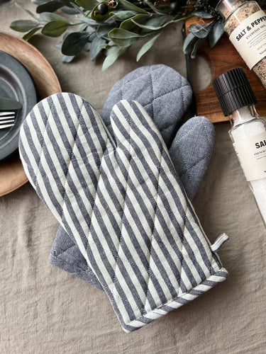 Grillhandske - Quilt blå strib - VIAMAJA.DK