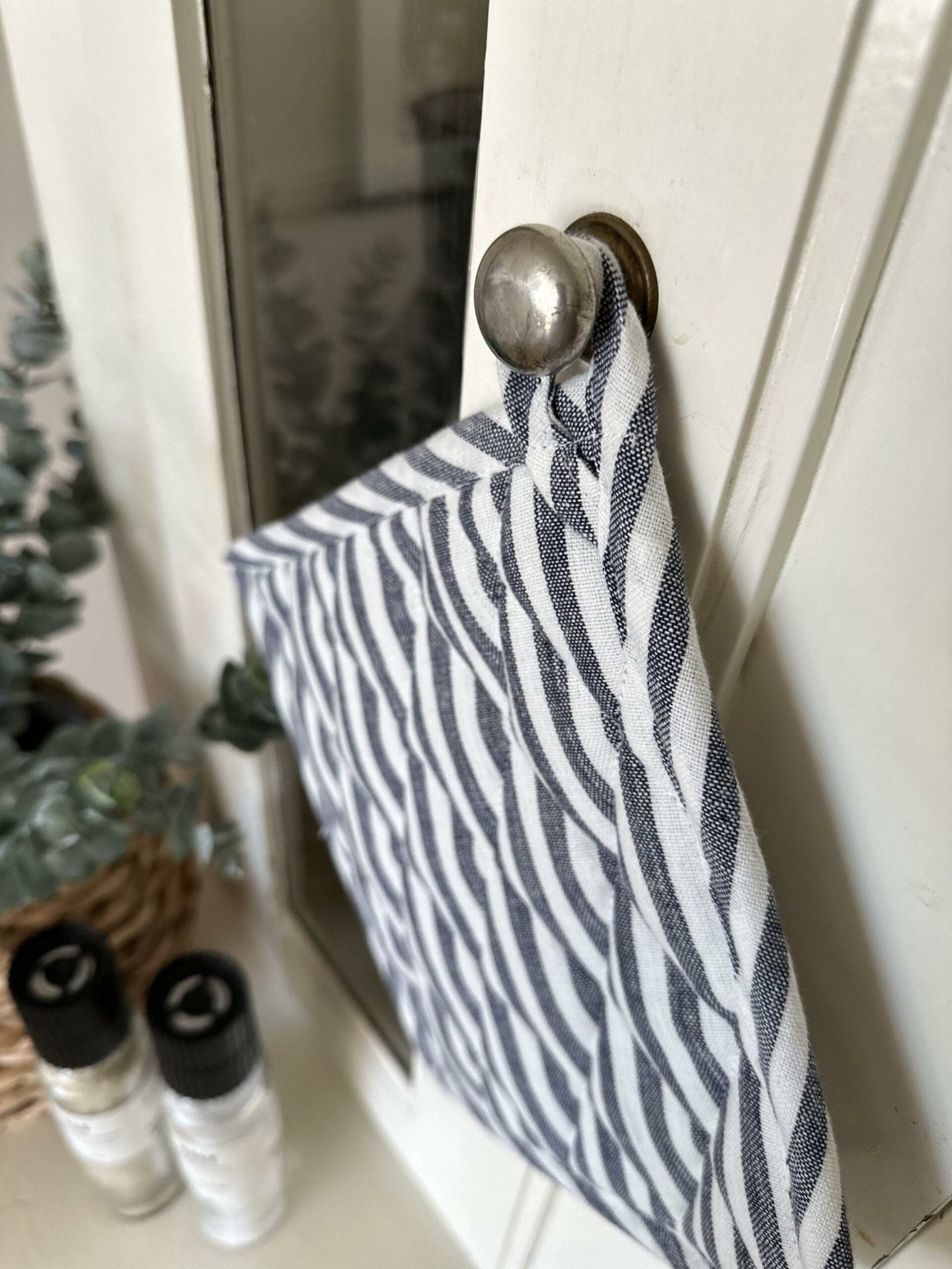 Grydelap - Grå / Blå strib quilt - VIAMAJA.DK