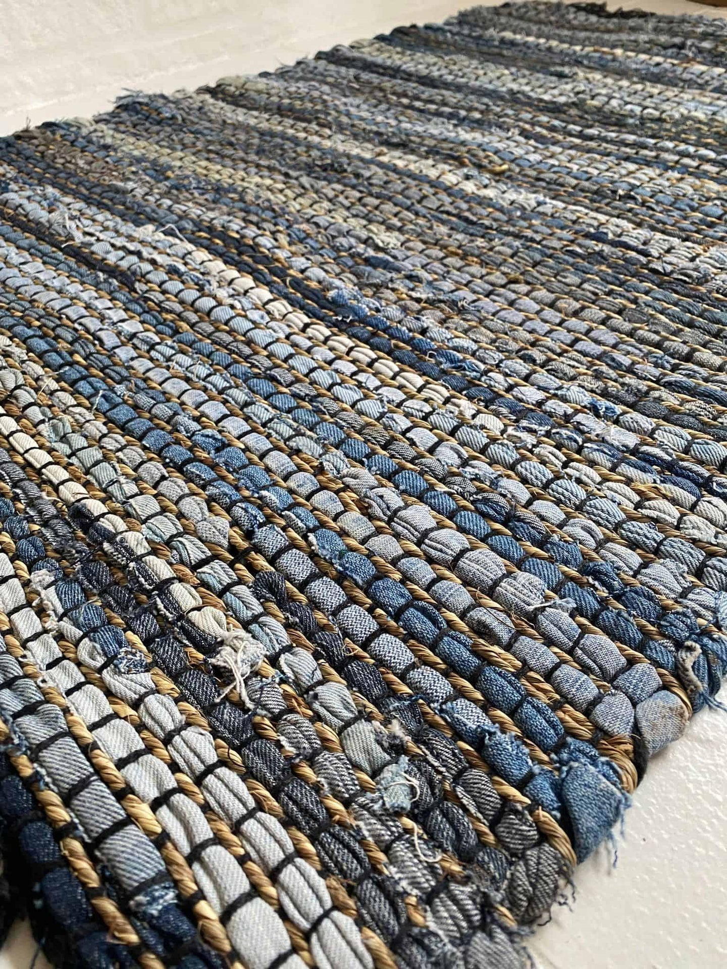 Gulvtæppe Denim og jute - 70x140cm - VIAMAJA.DK