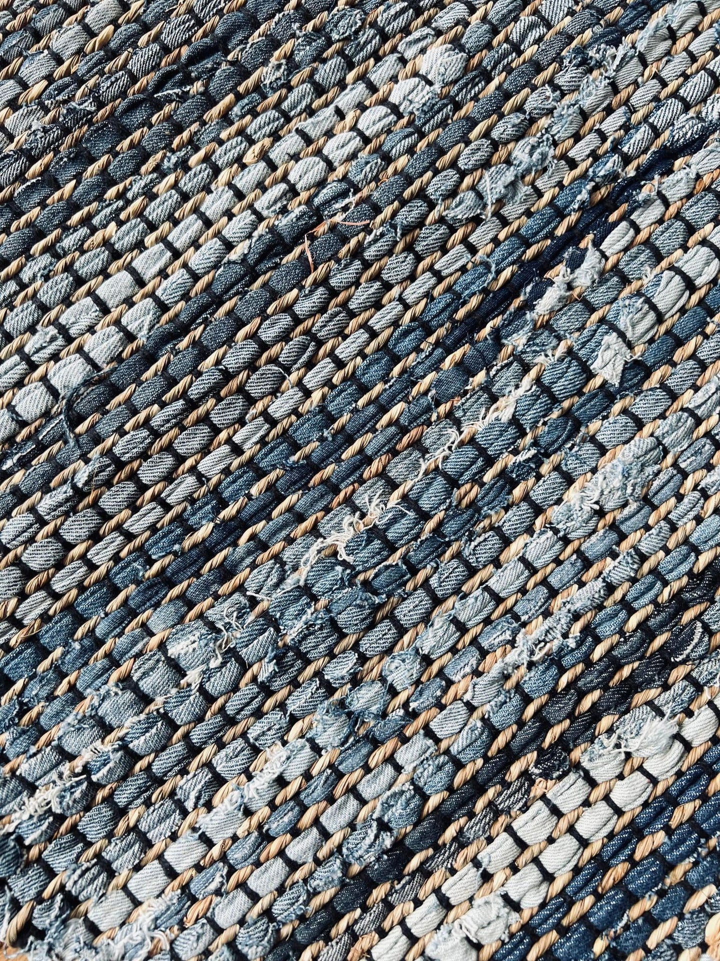 Gulvtæppe i denim og jute - 60x90cm - VIAMAJA.DK