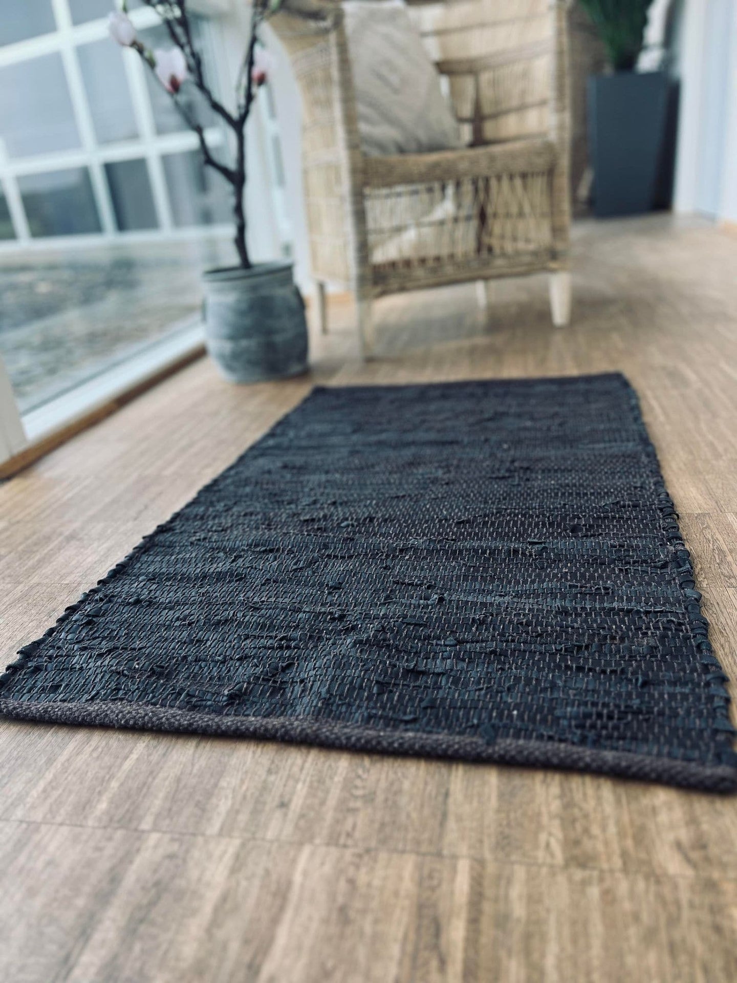 Gulvtæppe i læder - 60x90 Valnød - VIAMAJA.DK